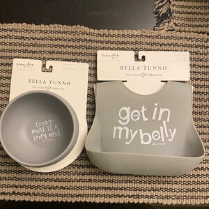 Silicone baby bib and silicone baby bowl for ages 0+